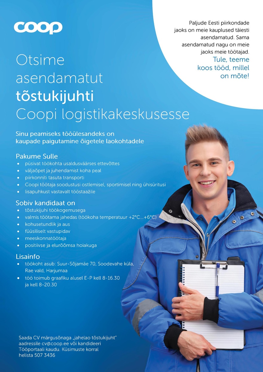 Coop Eesti Keskühistu Tõstukijuht (jaheladu)