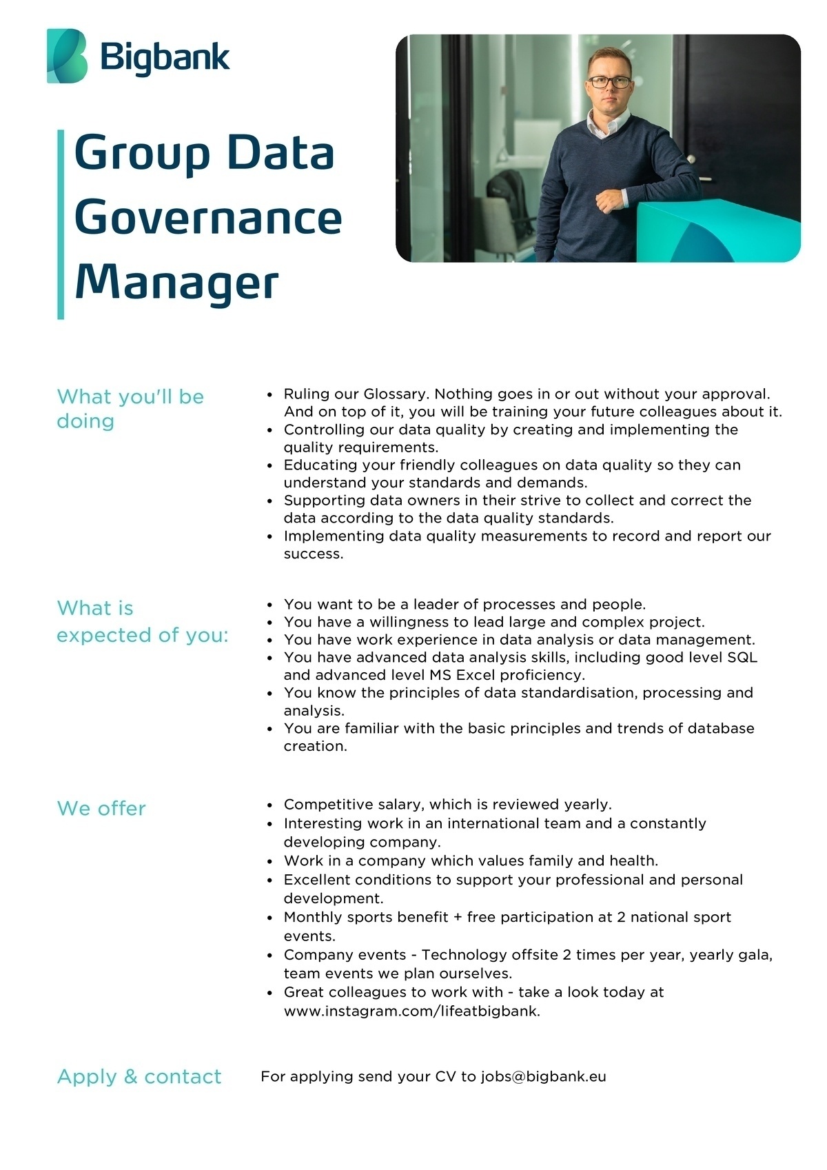 BIGBANK AS Group Data Governance Manager
