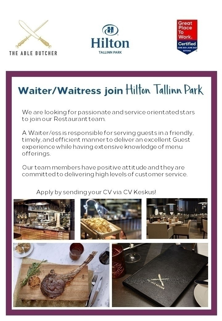 Hilton Tallinn Park Waiter/Waitress