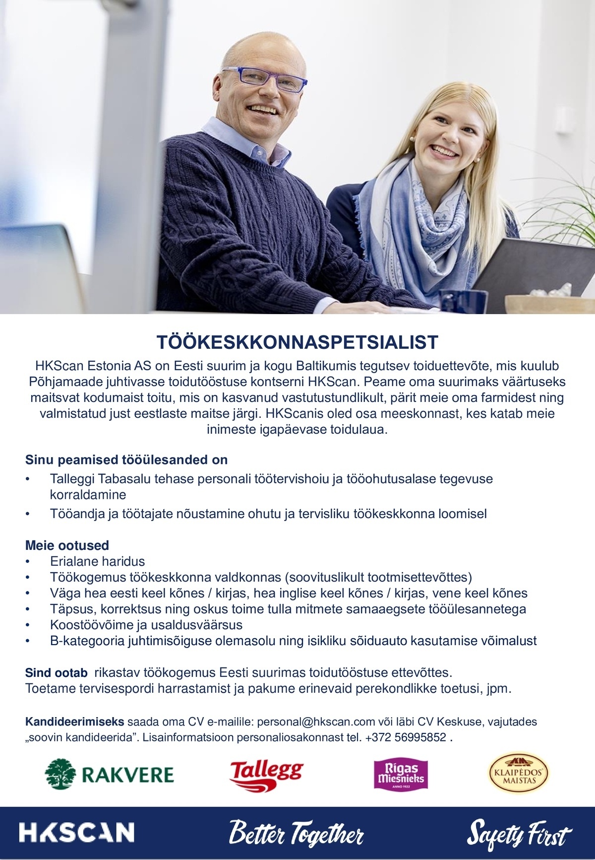 HKScan Estonia AS Töökeskkonnaspetsialist