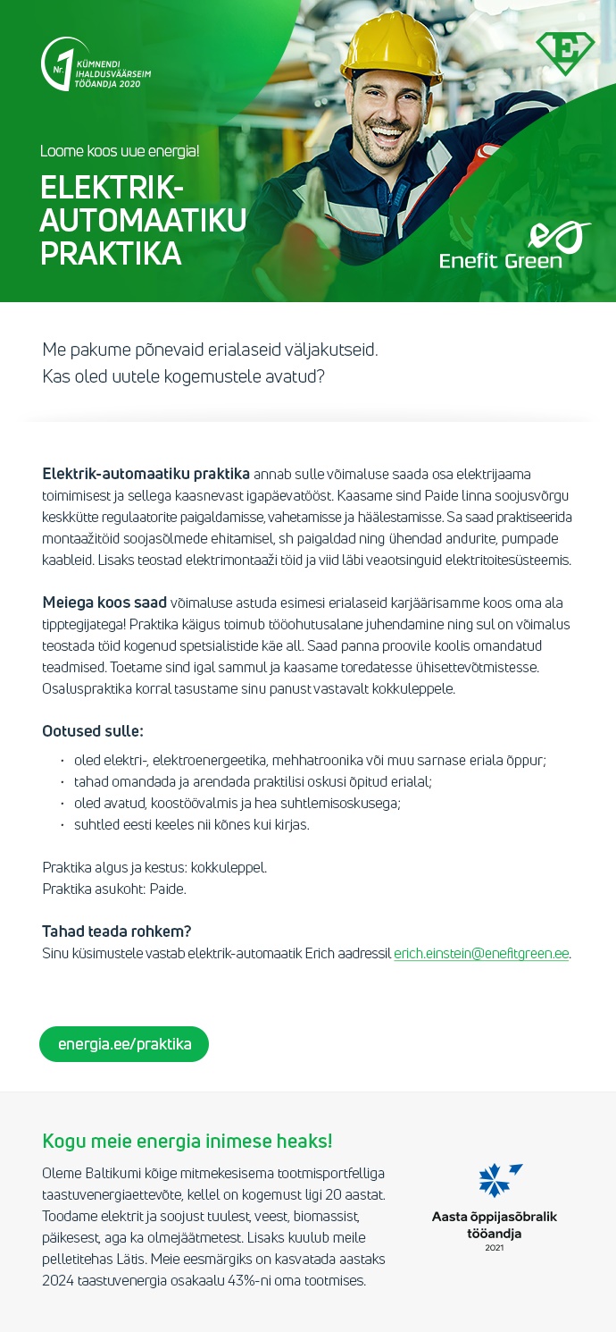 Eesti Energia AS ELEKTRIK-AUTOMAATIKU PRAKTIKA