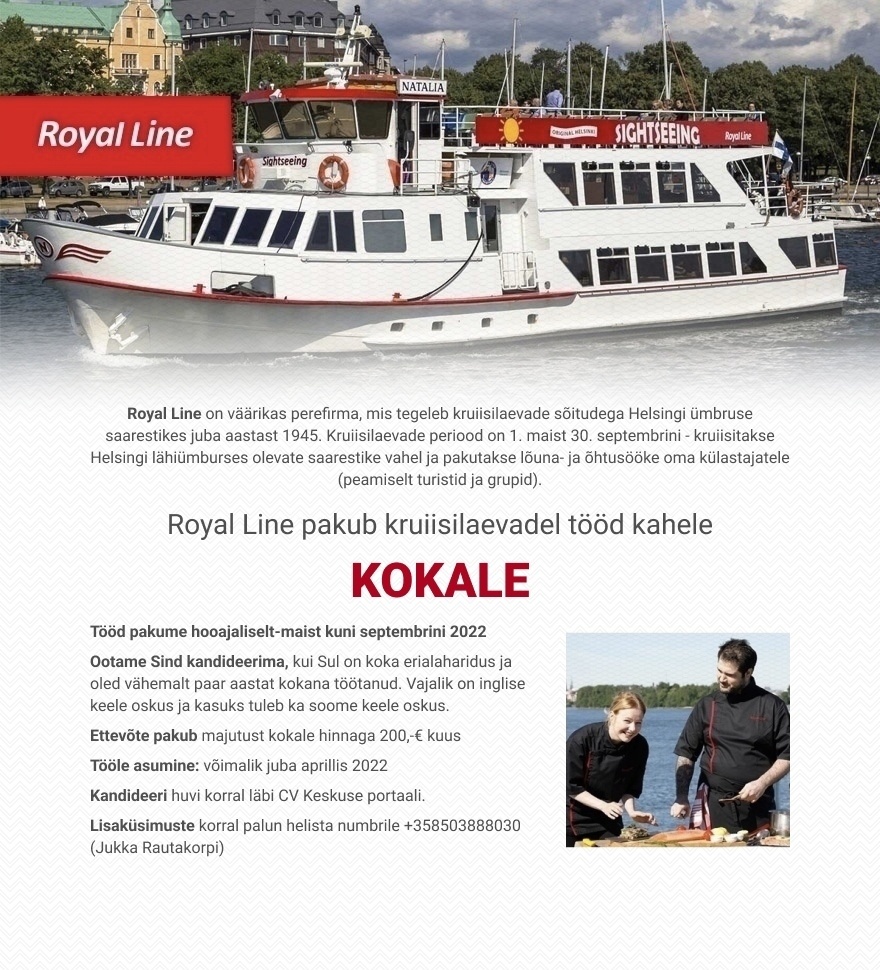 Royal Line Kokk kruiisilaeval (hooajaline)