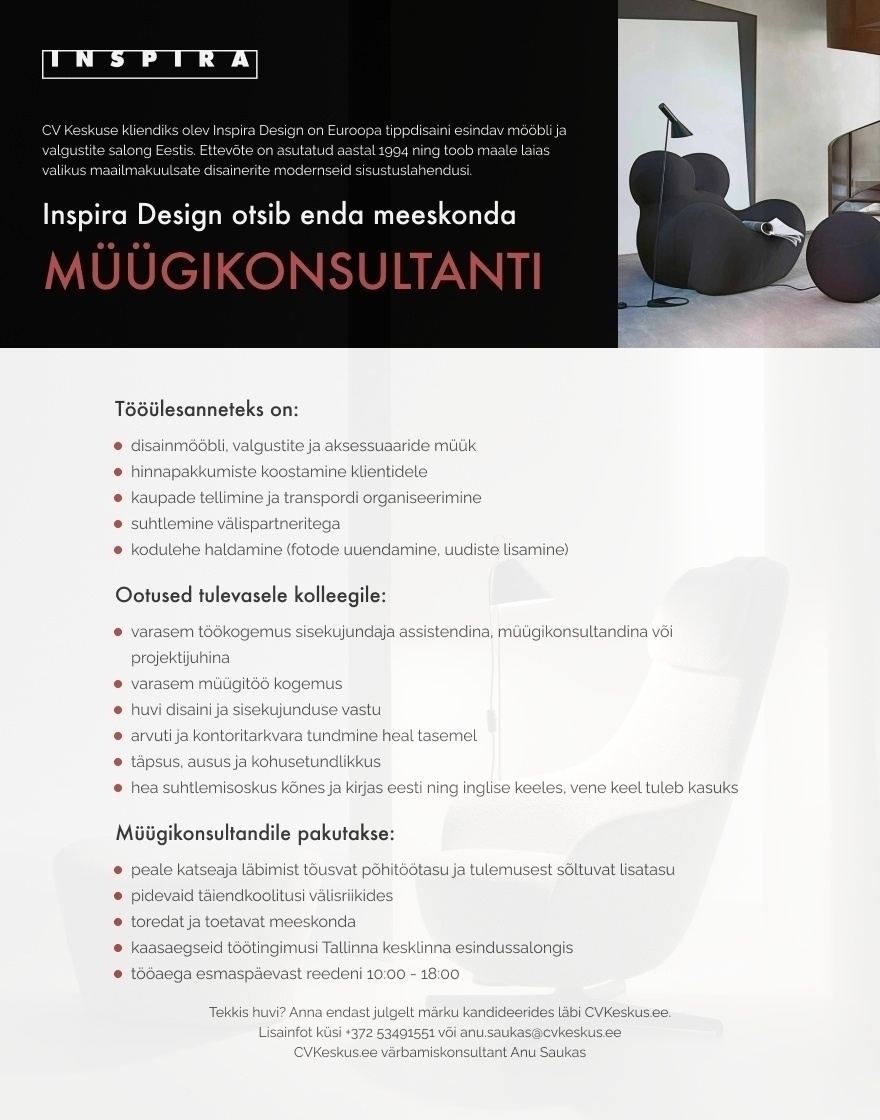 Inspira Design OÜ MÜÜGIKONSULTANT