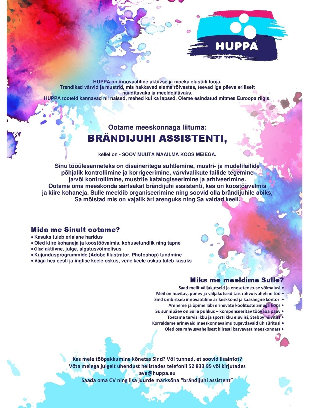 Huppa OÜ BRÄNDIJUHI ASSISTENT