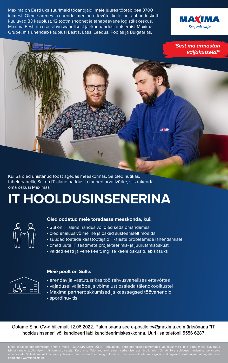 Maxima Eesti OÜ IT Hooldusinsener