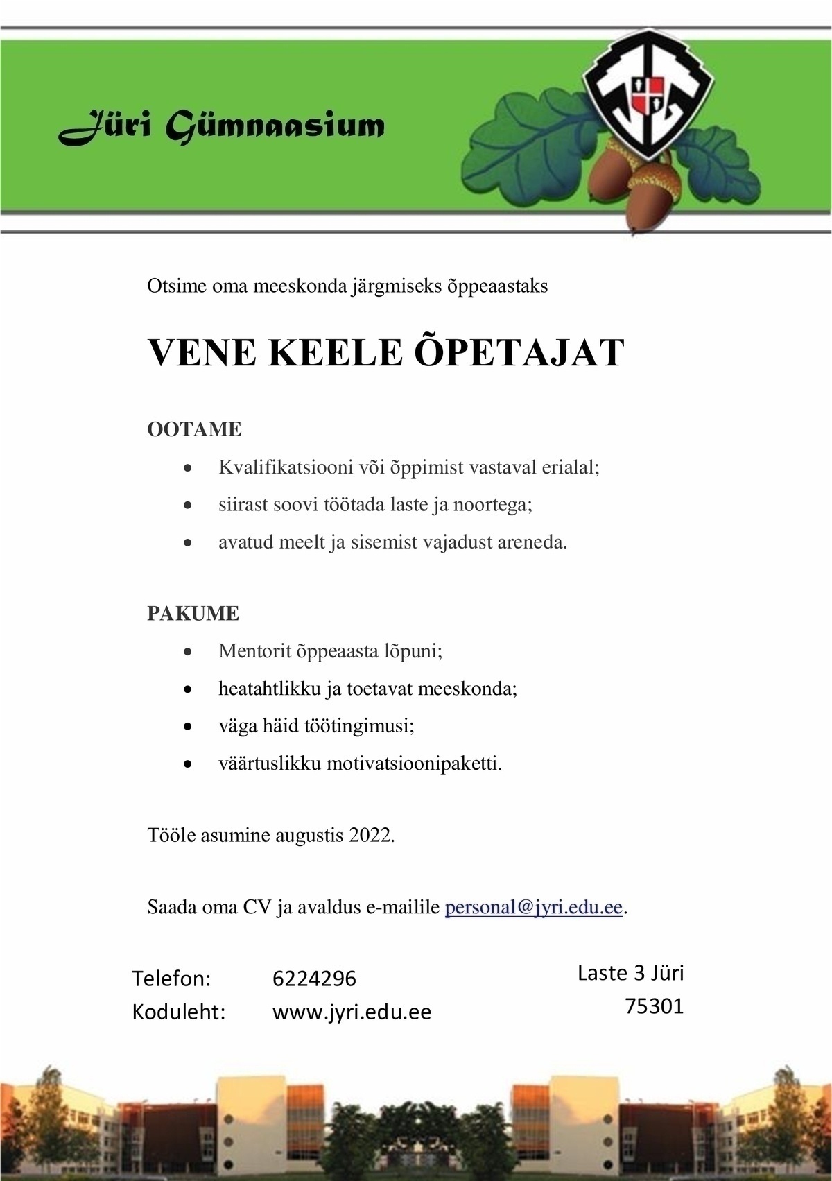 Jüri Gümnaasium Vene keele õpetaja