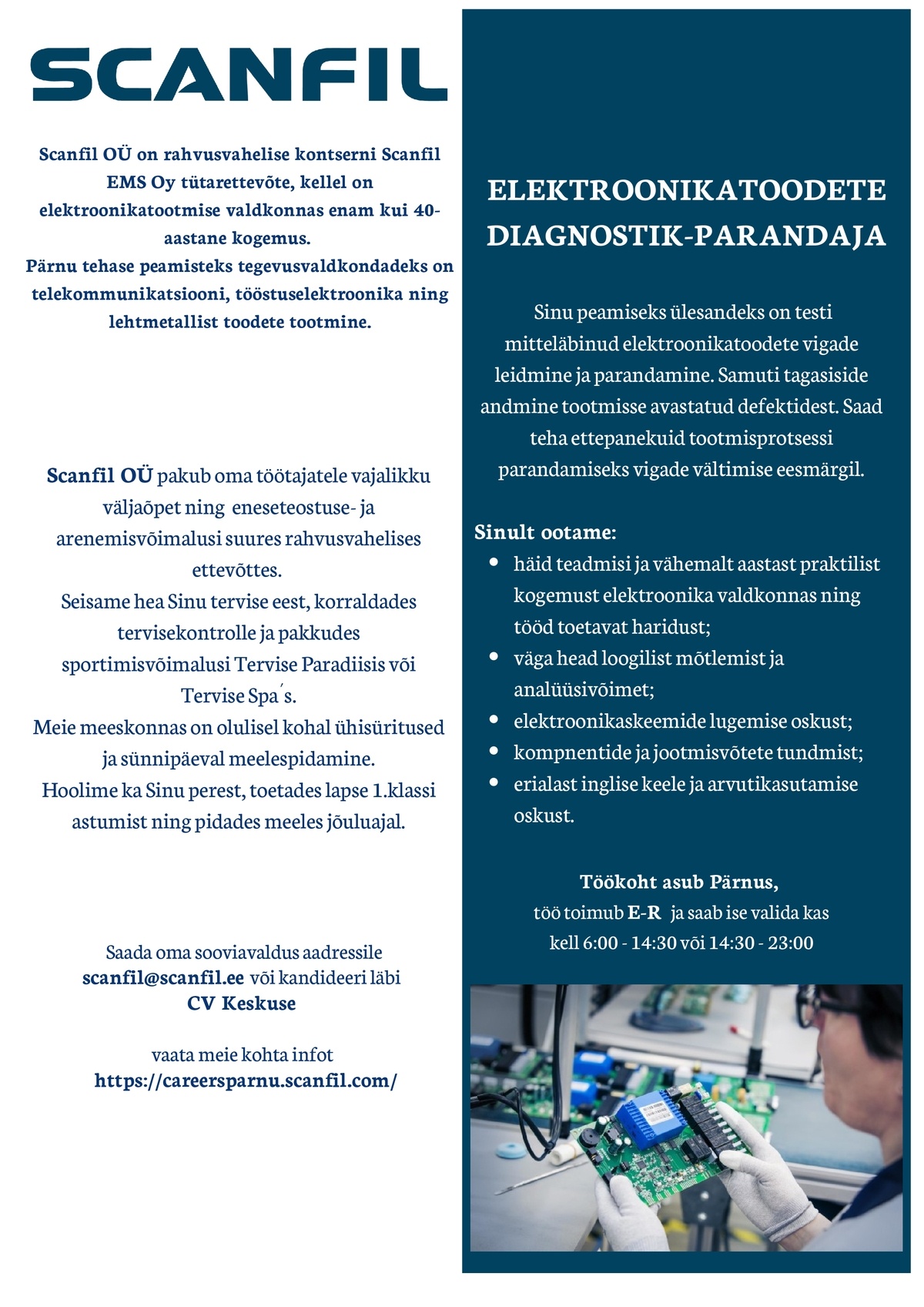 Scanfil OÜ Elektroonikatoodete diagnostik-parandaja