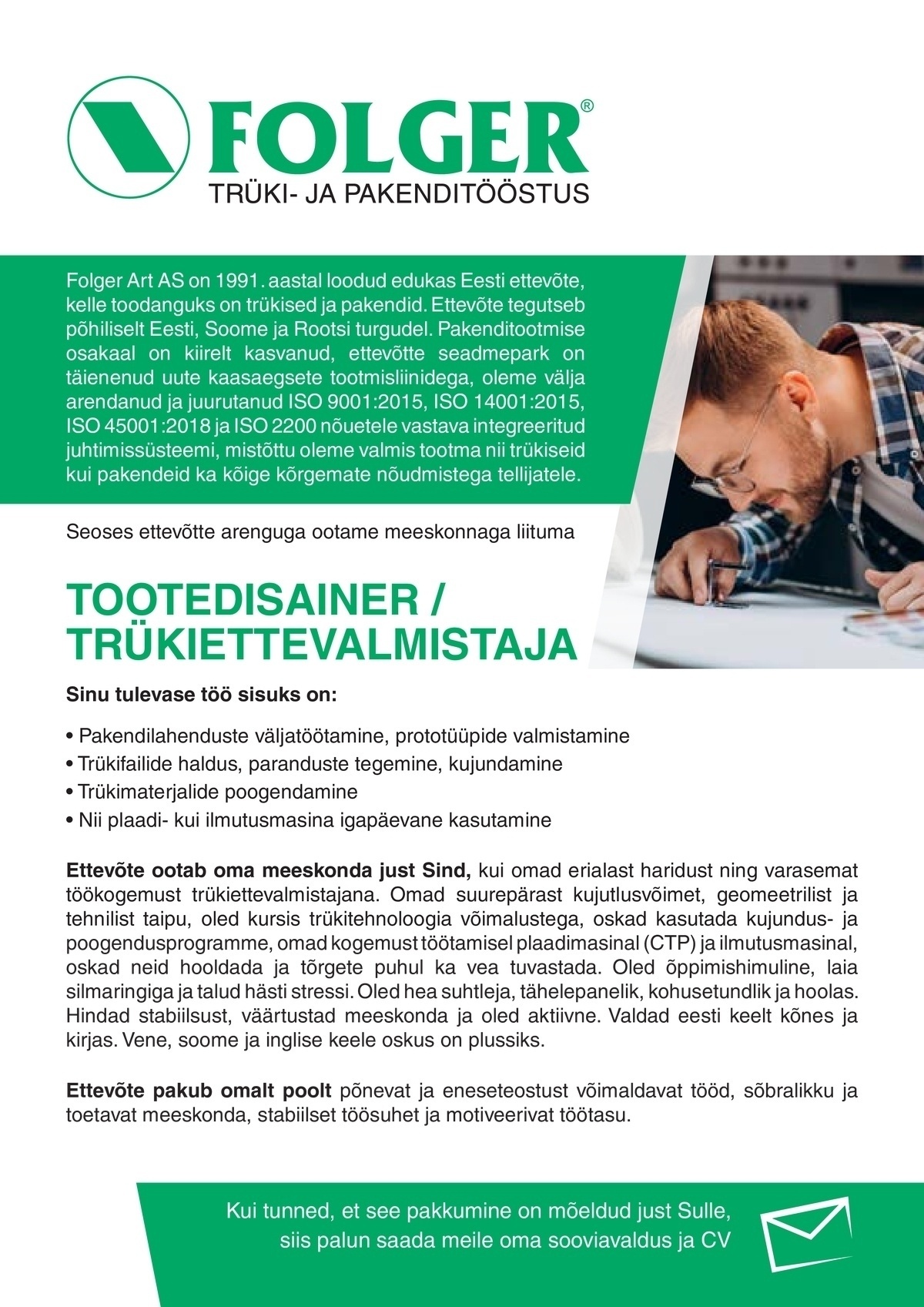 CVKeskus.ee klient Tootedisainer - trükiettevalmistaja