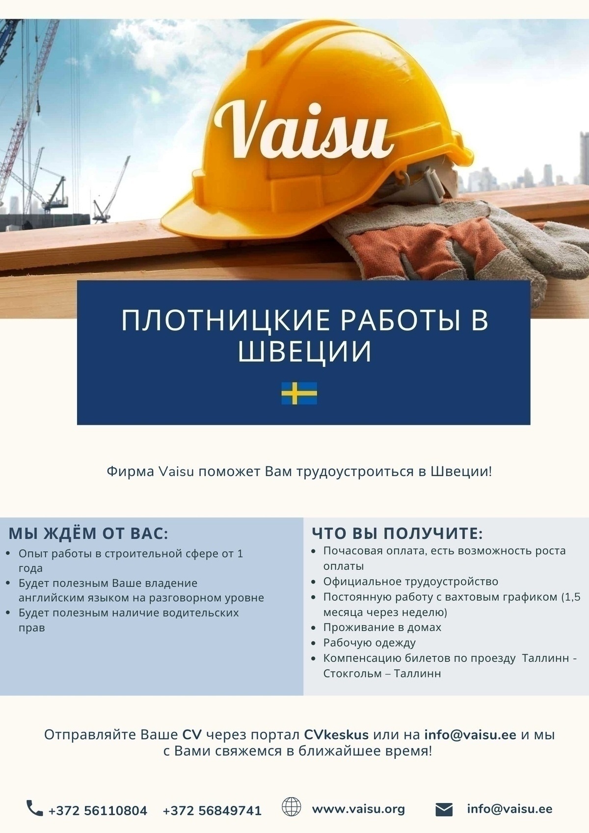 VAISU OÜ Плотник-строитель