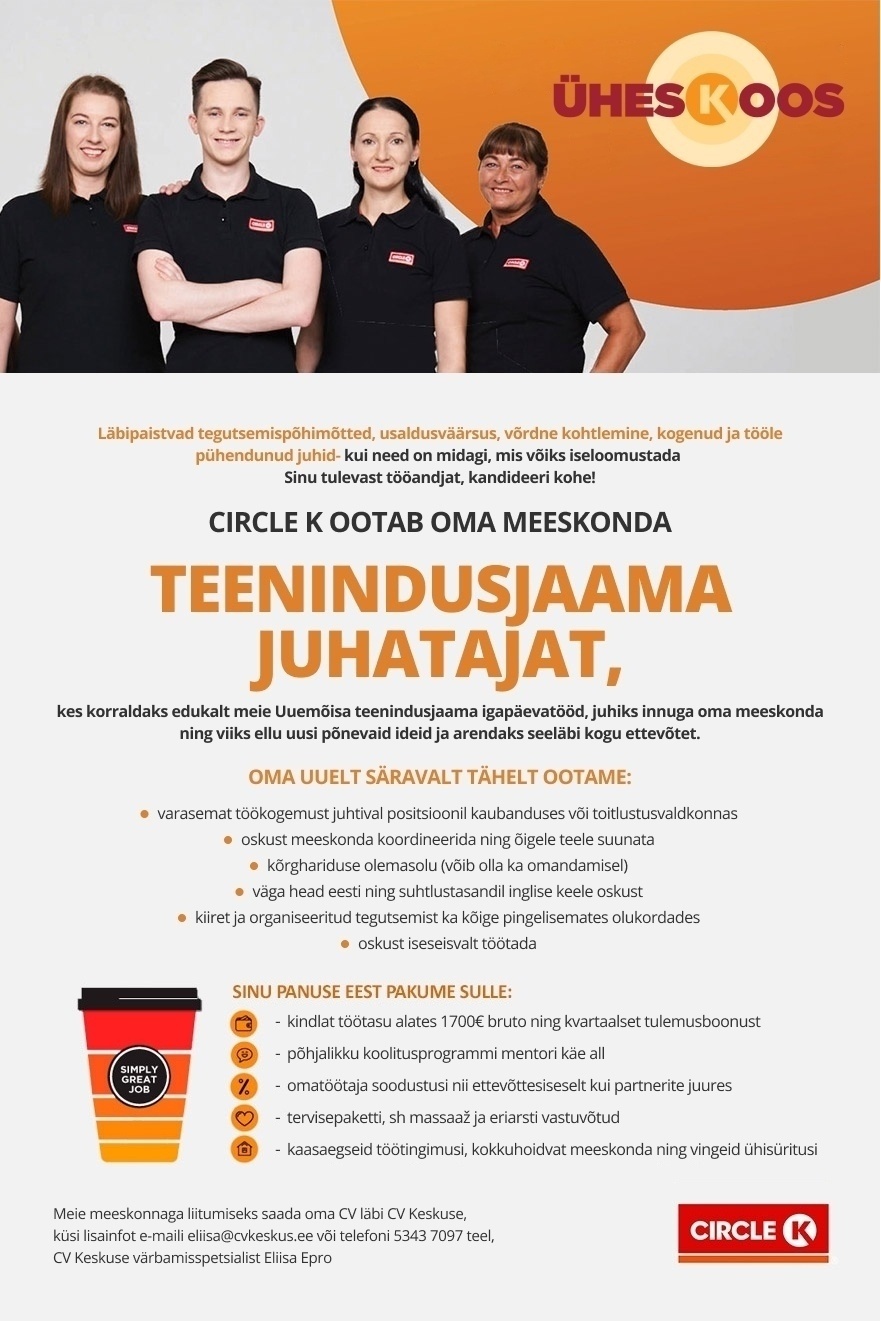 Circle K Eesti AS TEENINDUSJAAMA JUHATAJA