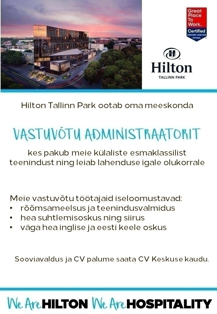 Hilton Tallinn Park Vastuvõtu administraator