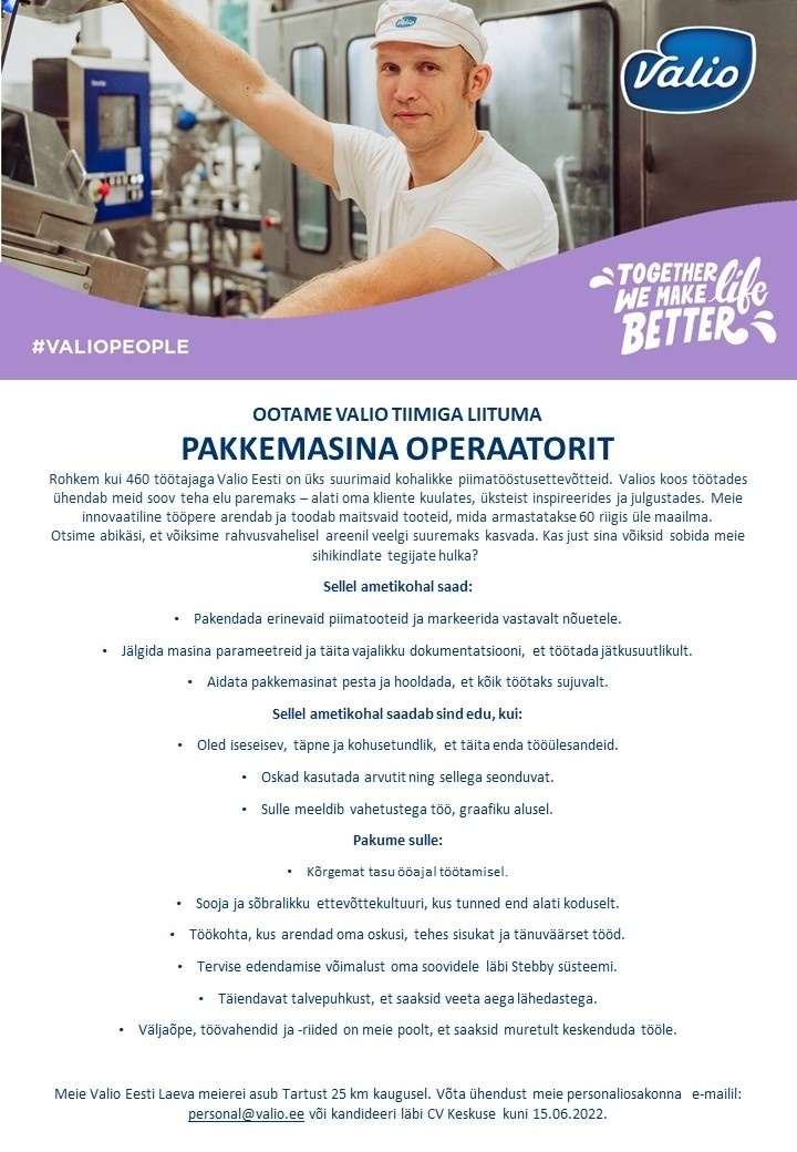Valio Eesti AS Pakkemasina operaator