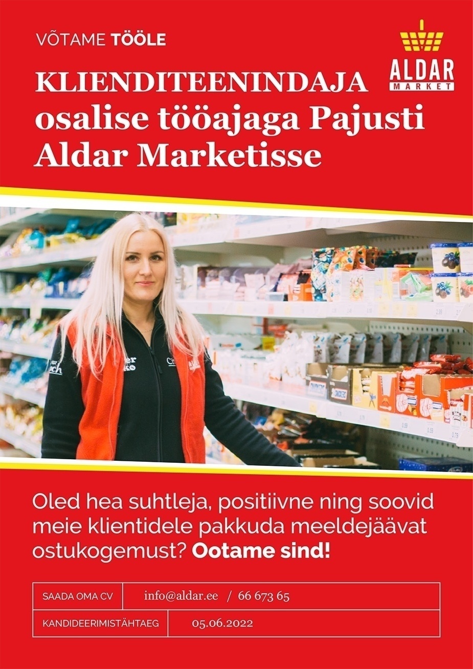 Aldar Eesti OÜ Klienditeenindaja Pajusti Aldar Marketisse