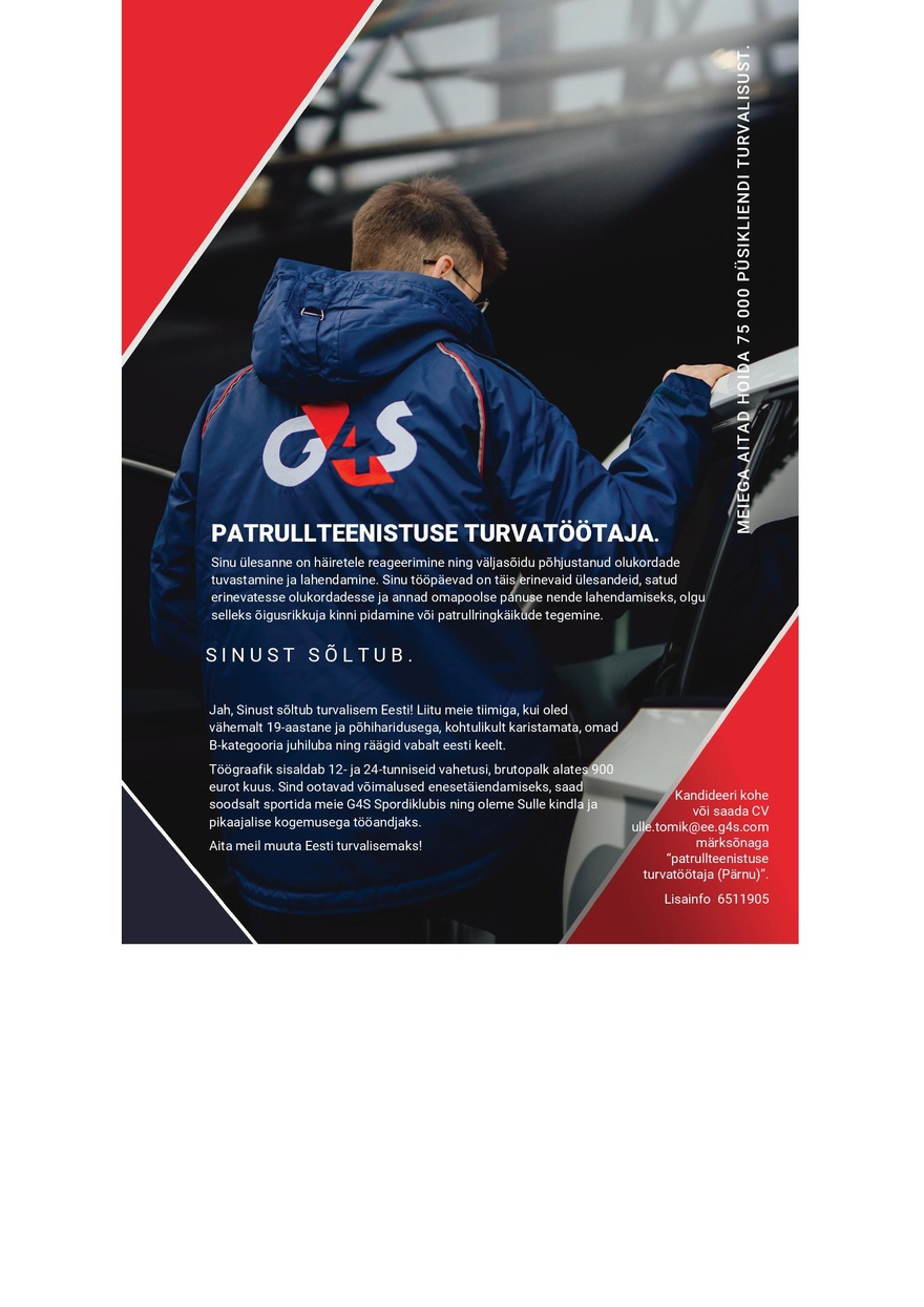 AS G4S Eesti Patrullteenistuse turvatöötaja (Pärnu)