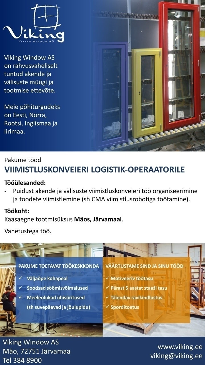 Viking Window AS Viimistlusliini logistik-operaator