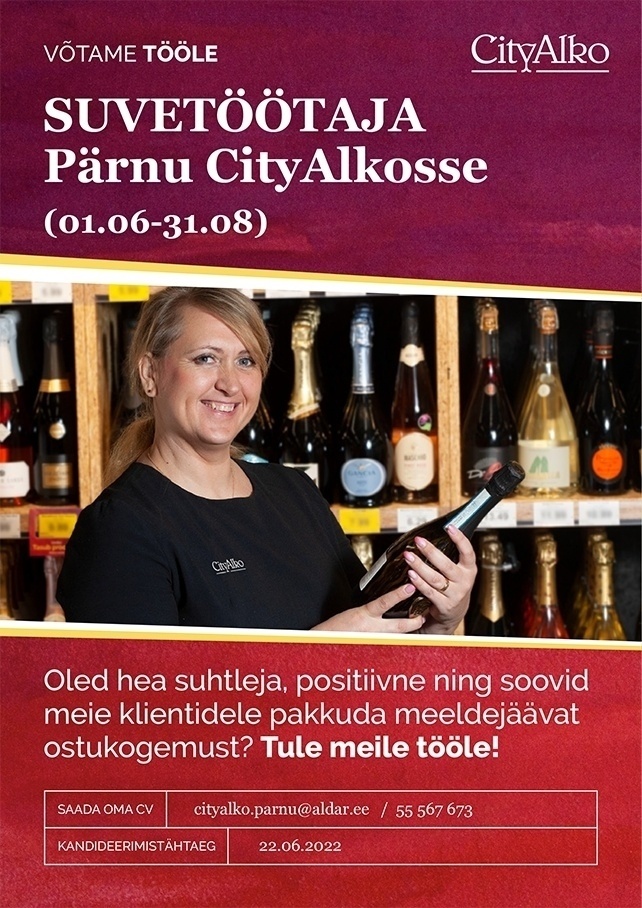 Aldar Eesti OÜ Suvetöötaja Pärnu CityAlkosse