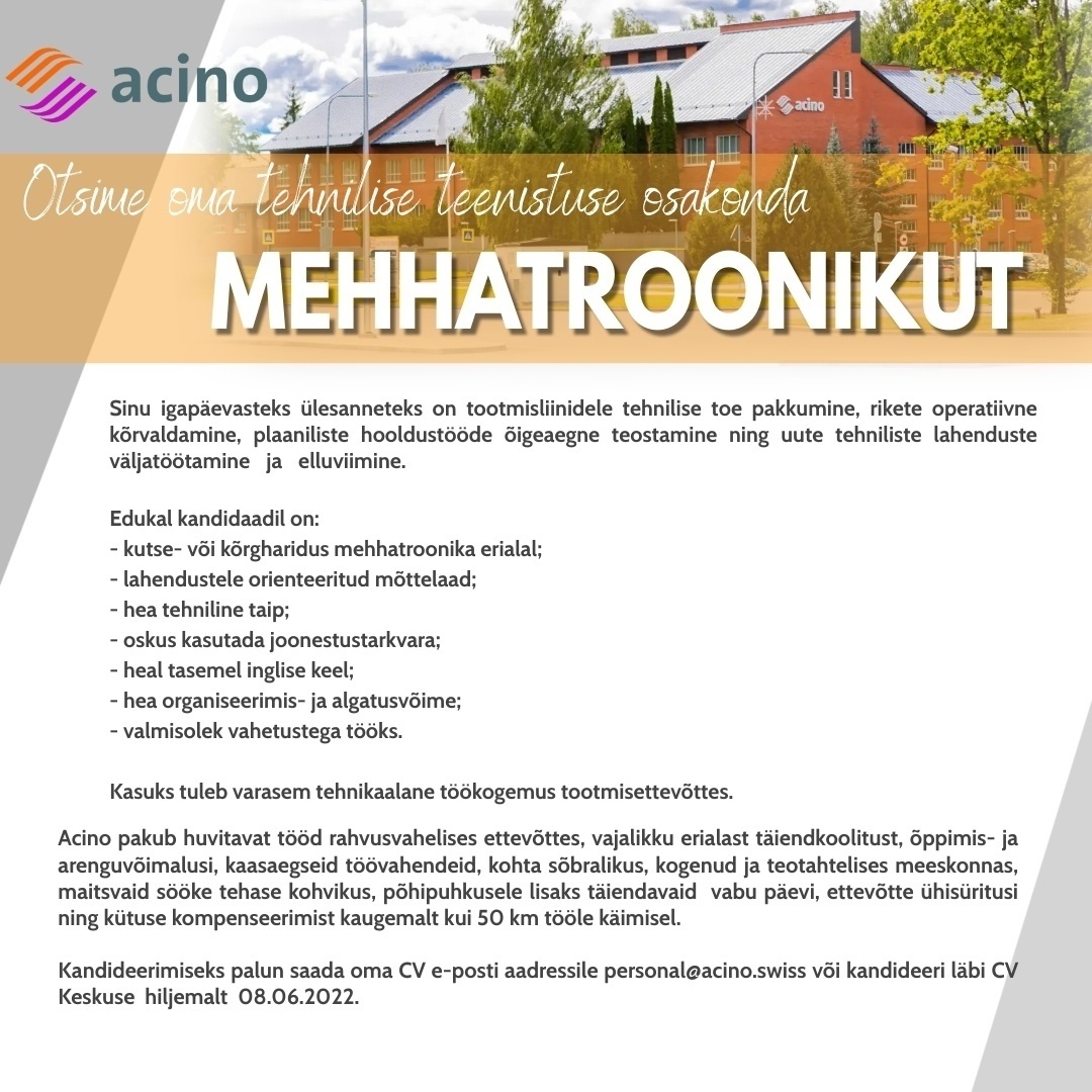 Acino Estonia OÜ Mehhatroonik