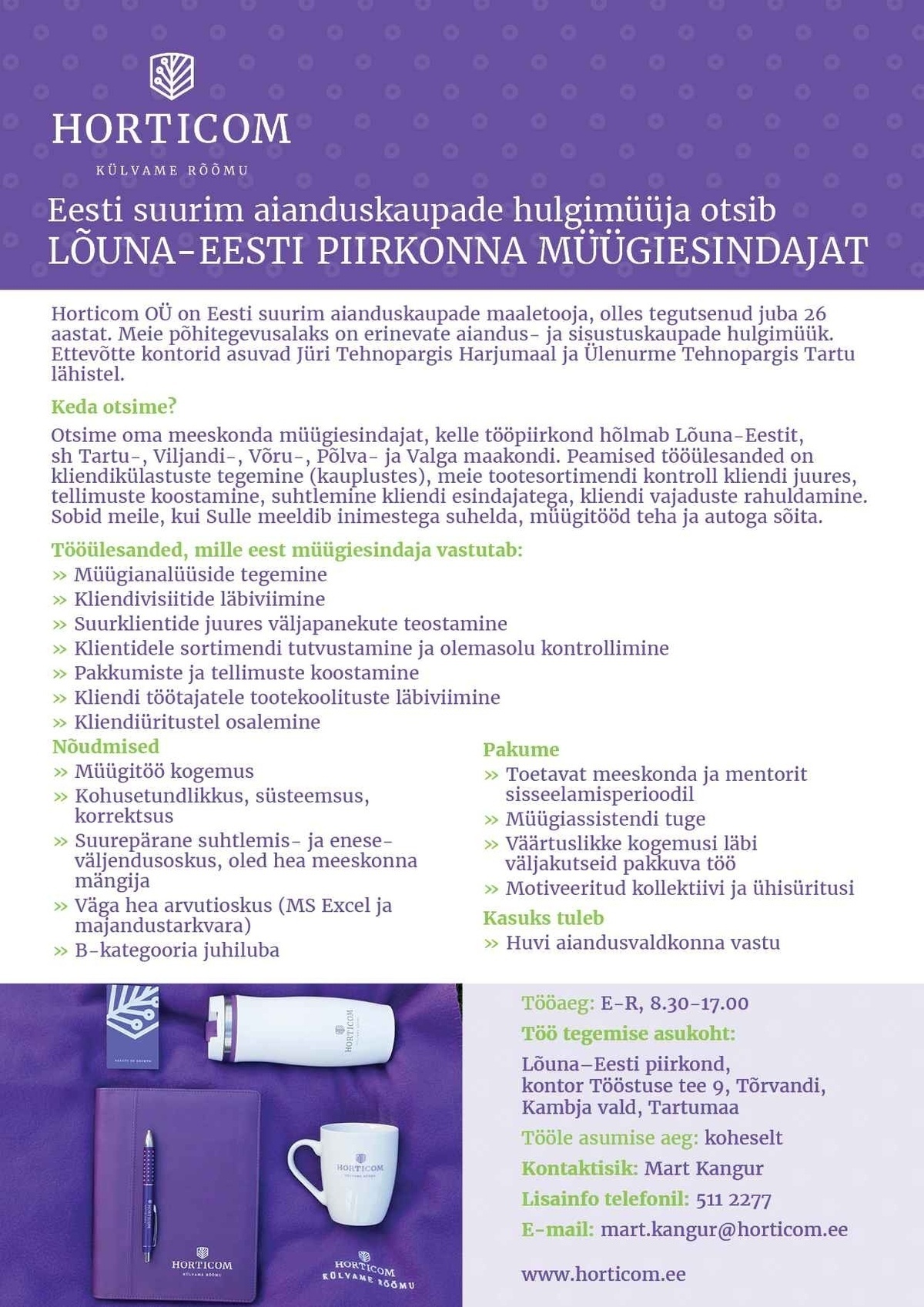 Horticom OÜ Lõuna-Eesti piirkonna müügiesindaja
