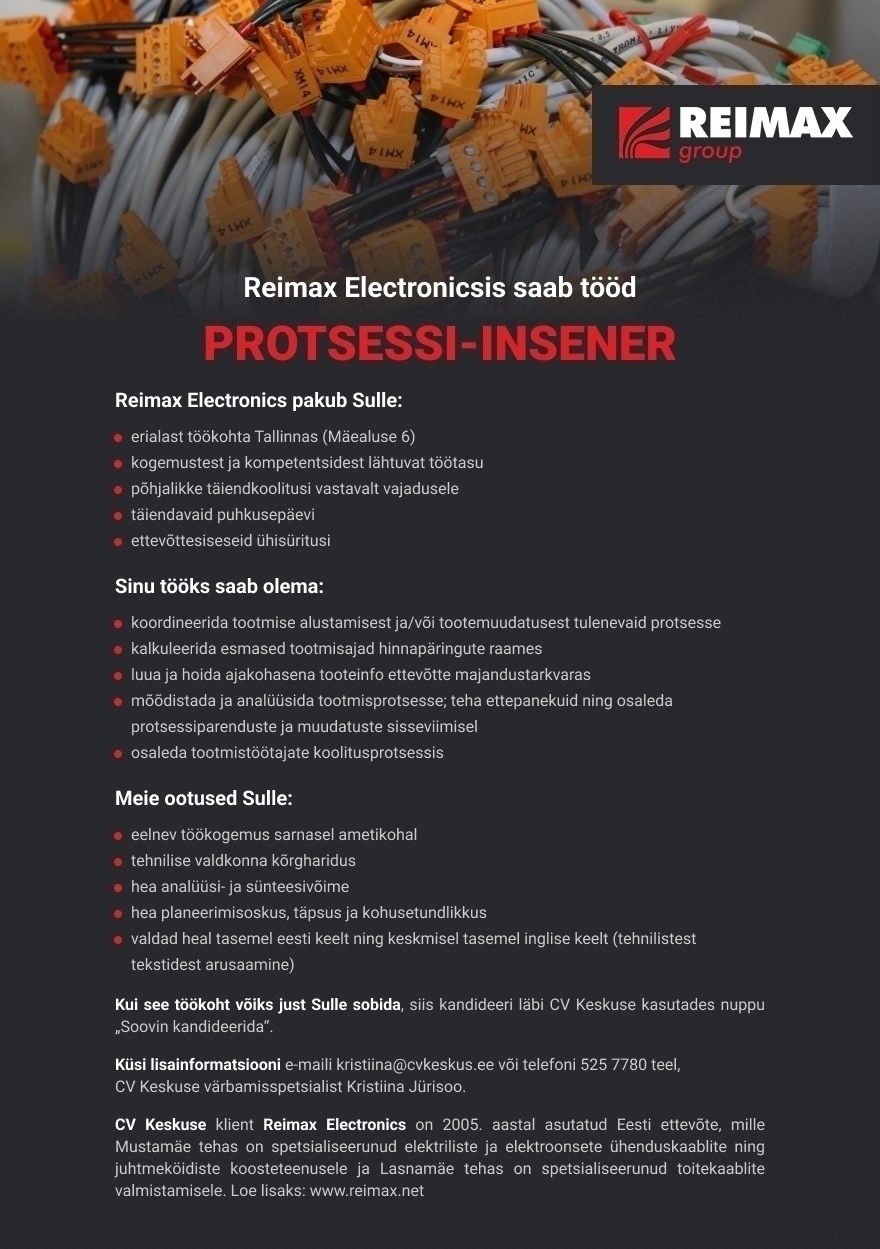 Reimax Electronics OÜ PROTSESSI-INSENER