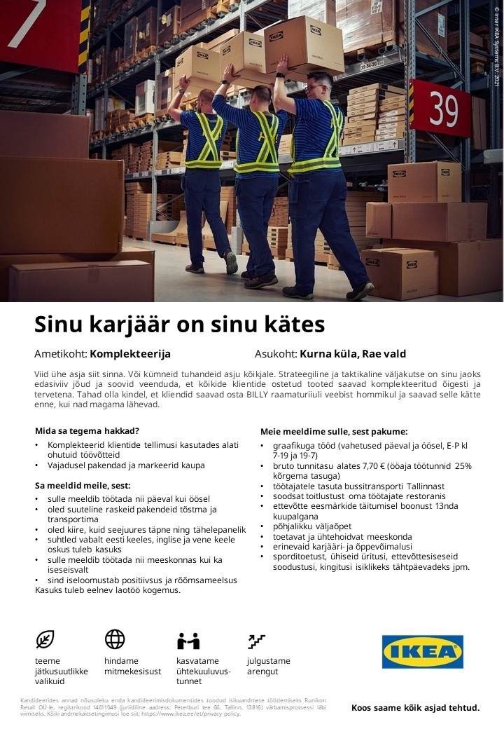 Runikon Retail OÜ (IKEA Estonia) Komplekteerija