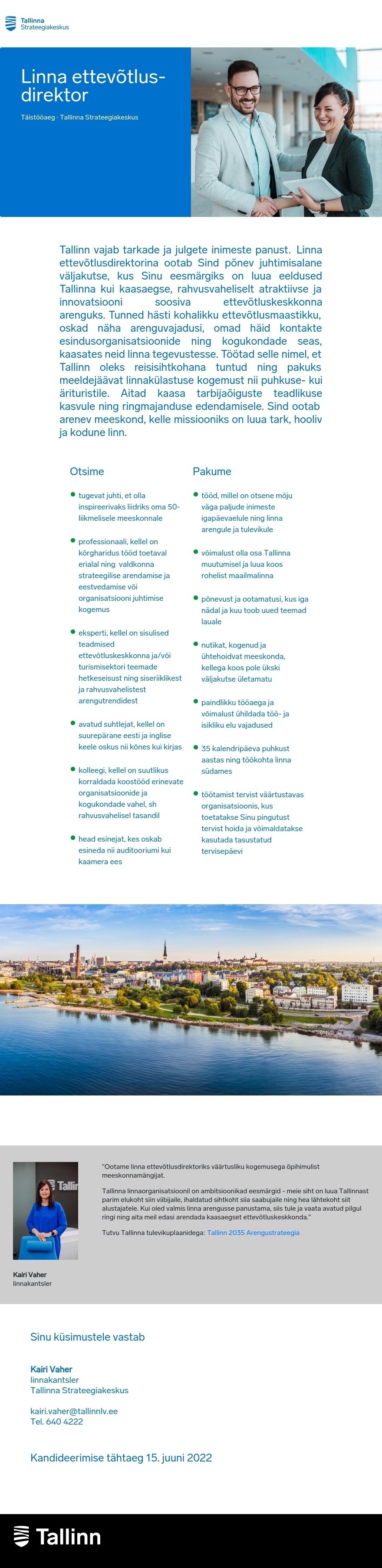 Tallinna Strateegiakeskus Linna ettevõtlusdirektor