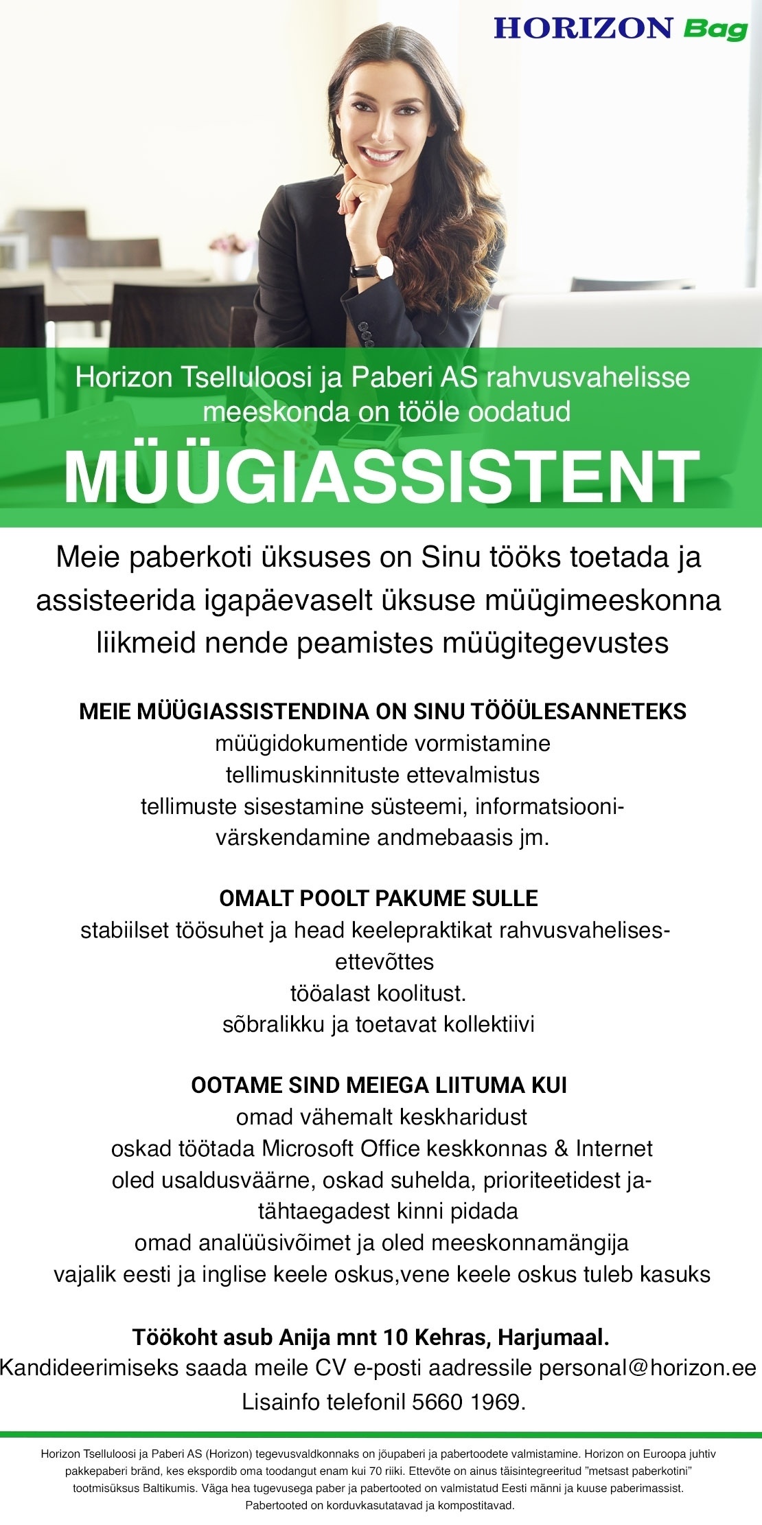 Horizon Tselluloosi ja Paberi AS MÜÜGIASSISTENT