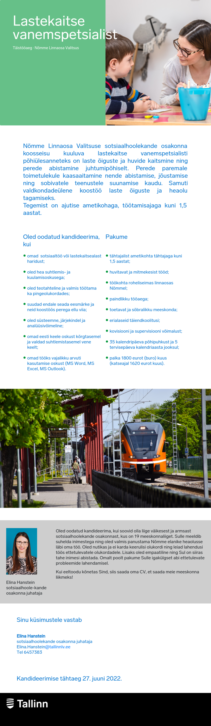 Nõmme Linnaosa Valitsus Lastekaitse vanemspetsialist