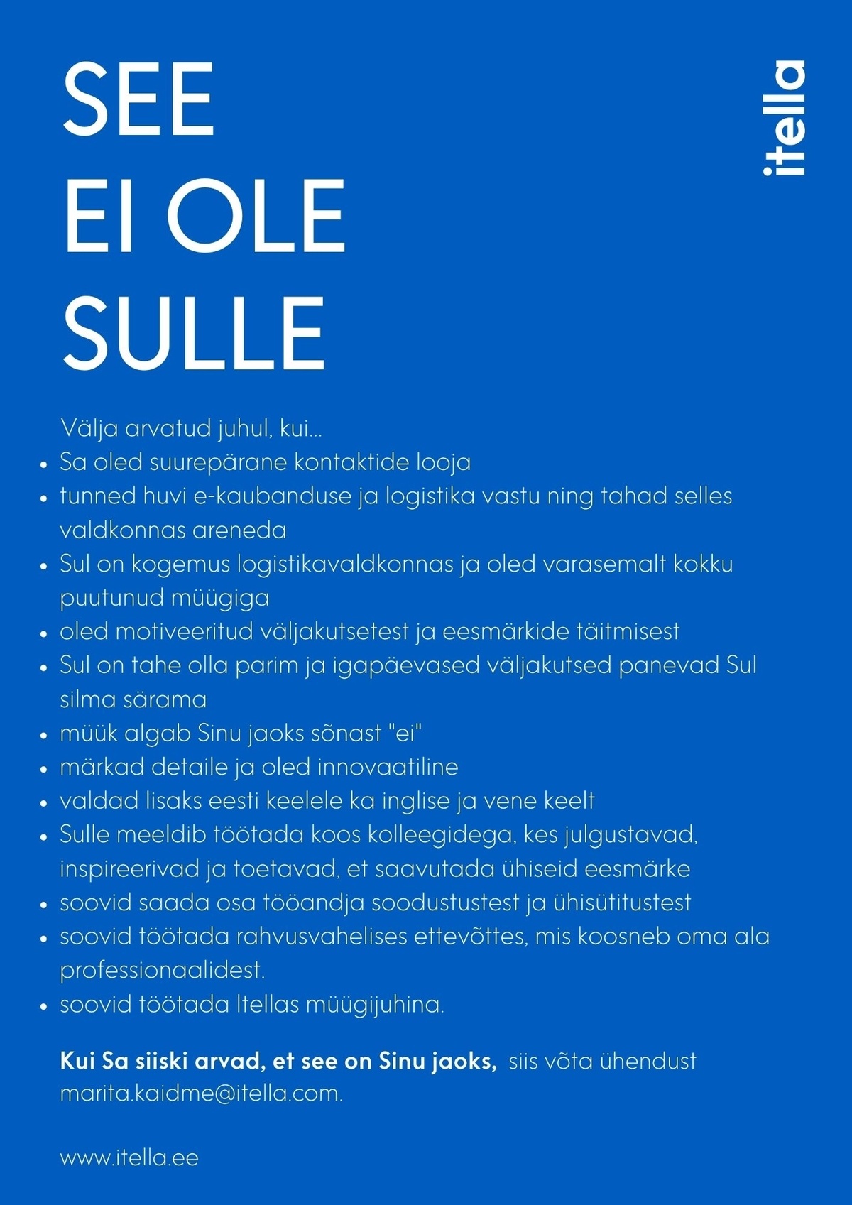 Itella Estonia OÜ Müügijuht