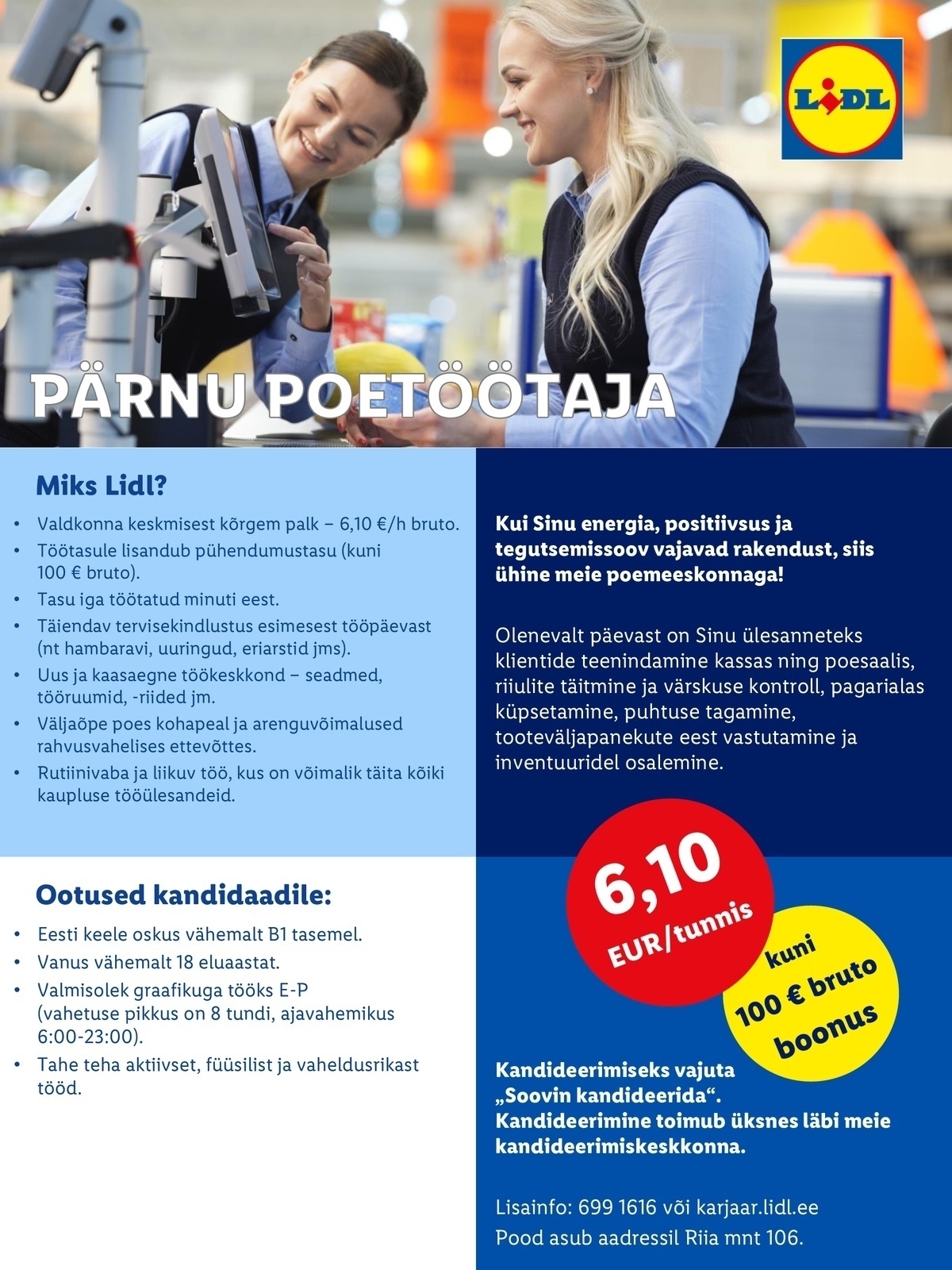 Lidl Eesti OÜ Poetöötaja (Riia mnt 106, Pärnu)
