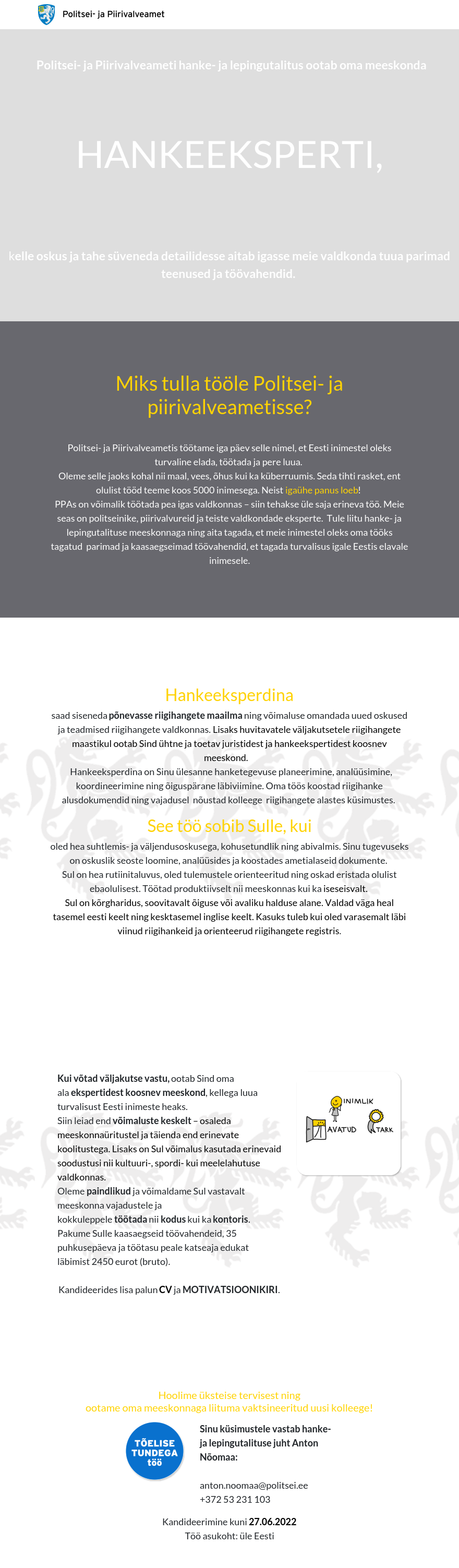 Politsei- ja Piirivalveamet Hankeekspert