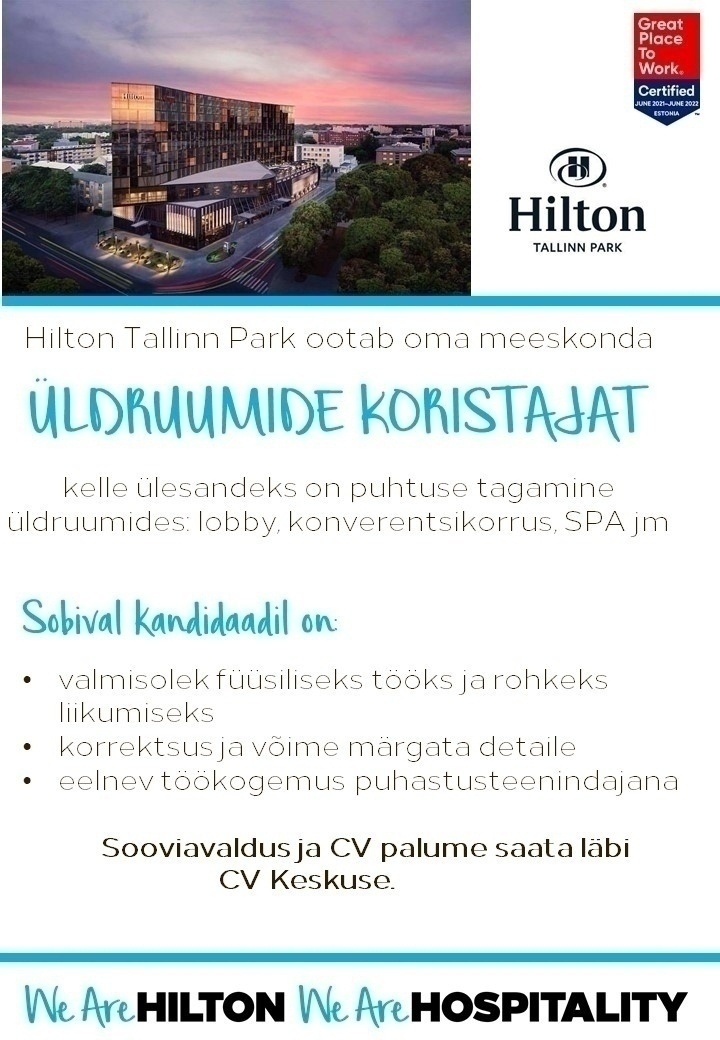 Hilton Tallinn Park Üldruumide koristaja
