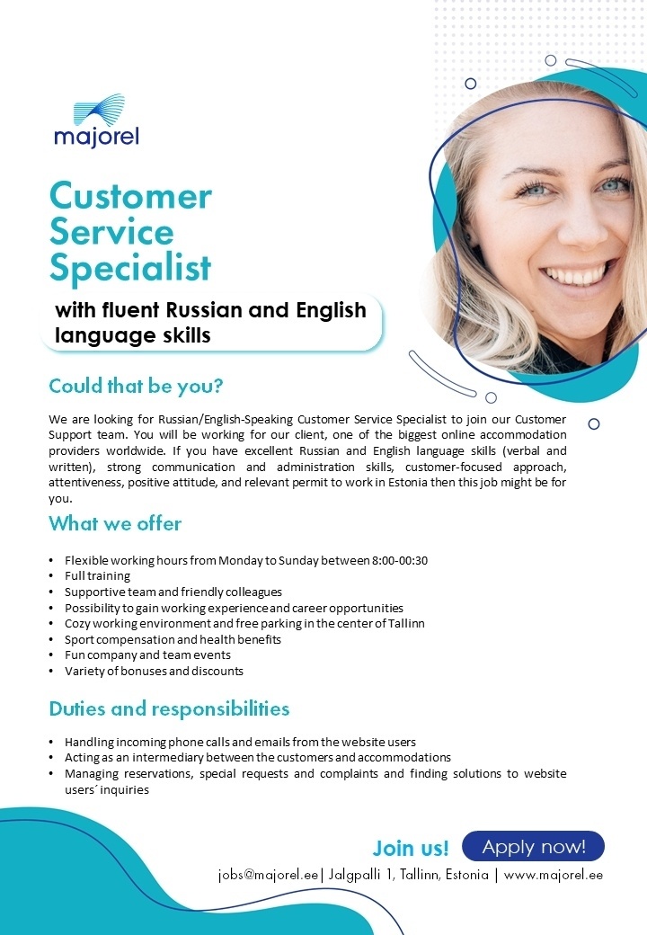 Majorel Estonia Russian/English-Speaking Customer Support Specialist