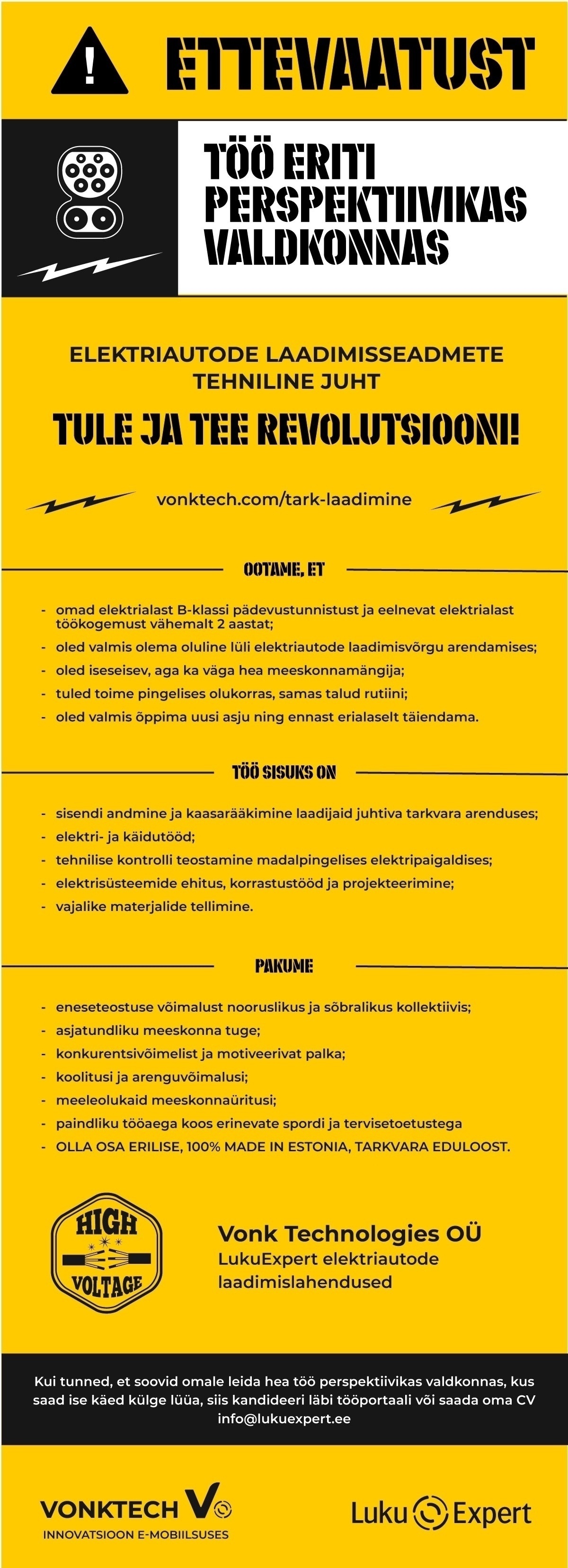 Luku-Expert OÜ Elektriautode laadimisseadmete tehniline juht