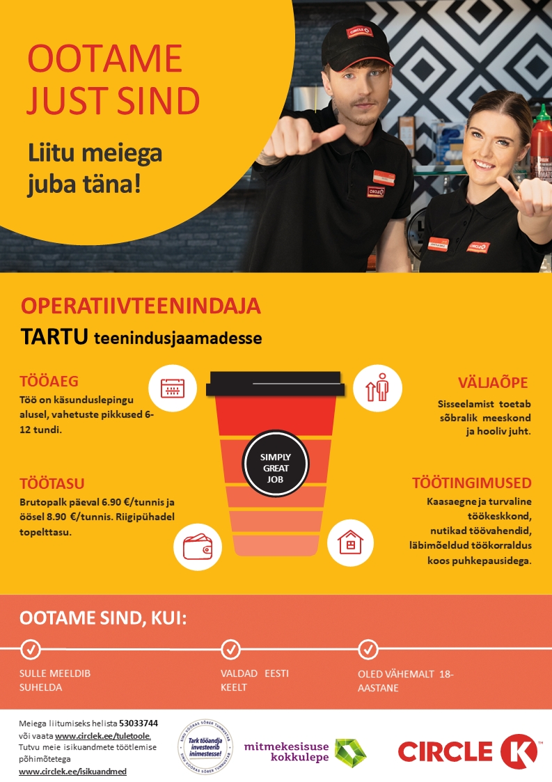 Circle K Eesti AS Operatiivteenindaja Tartu teenindusjaamadesse