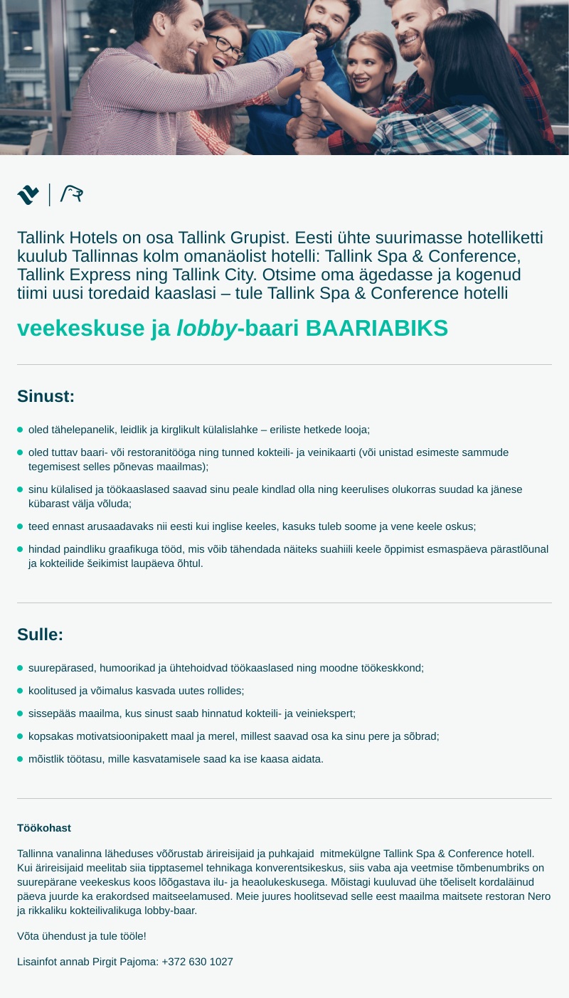Tallink Grupp AS BAARIABI Tallink Spa & Conference hotelli