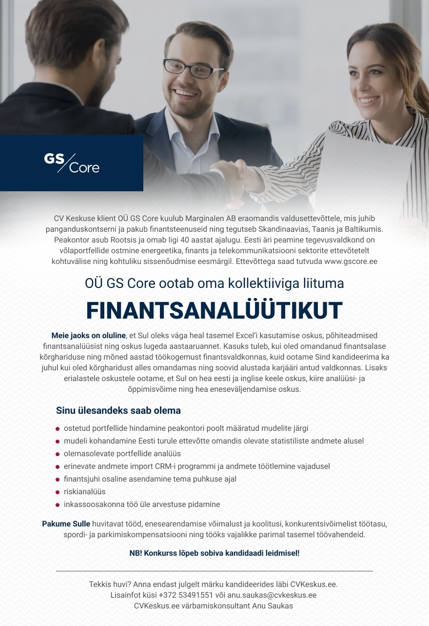 OÜ GS Core  Finantsanalüütik