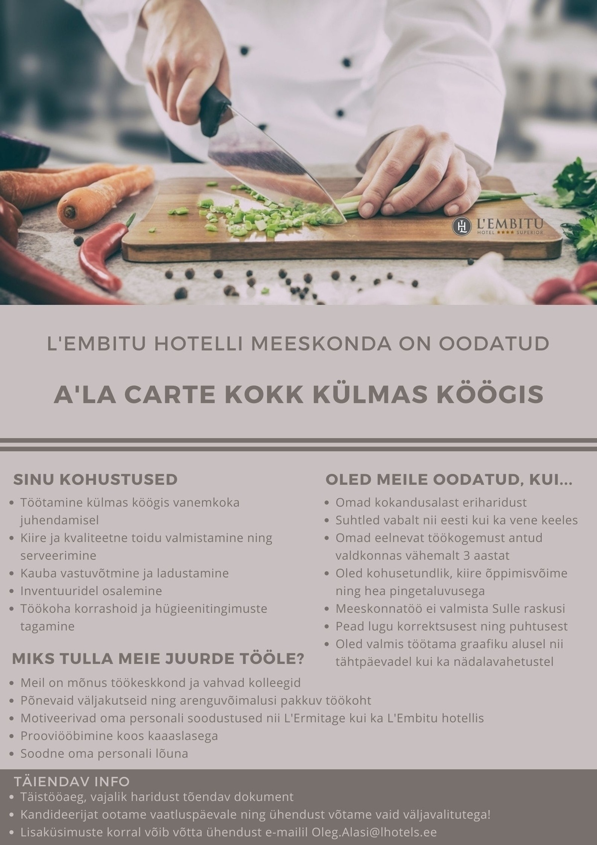 HOTELL L'EMBITU KOKK / KUUM KÖÖK