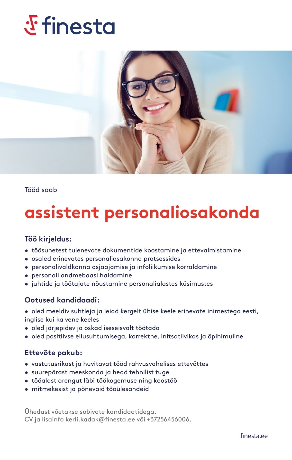 Finesta Baltic OÜ Assistent personaliosakonda