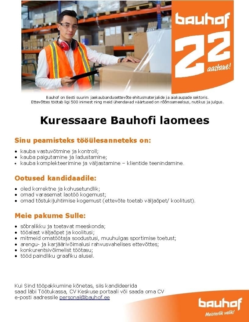 Bauhof Group AS Kuressaare kaupluse laomees