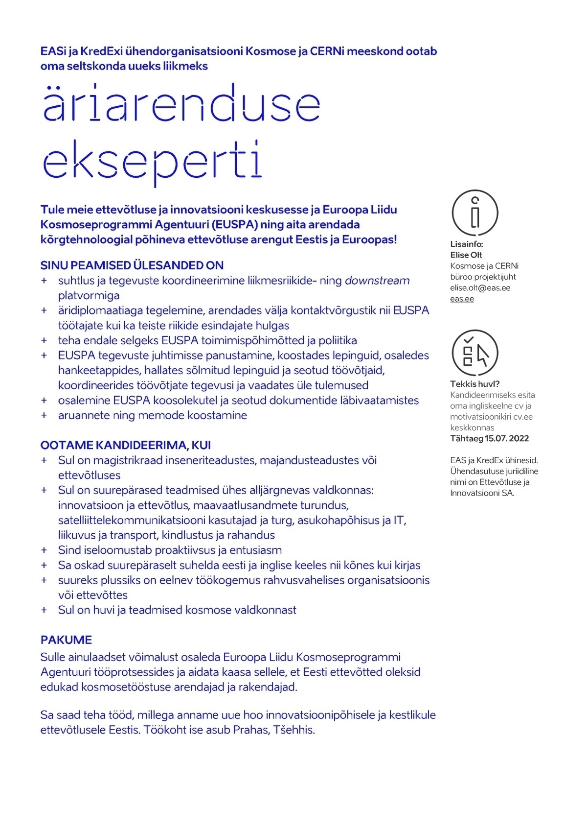 Ettevõtluse ja Innovatsiooni Sihtasutus ÄRIARENDUSE EKSPERT