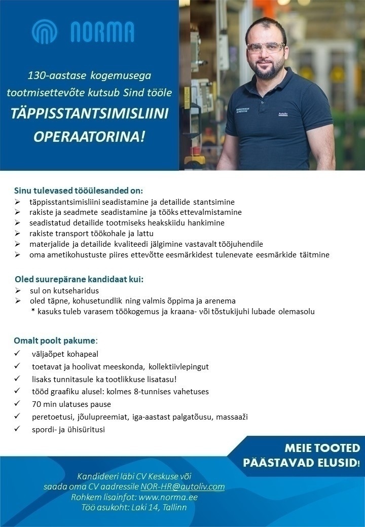 CVKeskus.ee klient TÄPPISSTANTSIMISLIINI OPERAATOR
