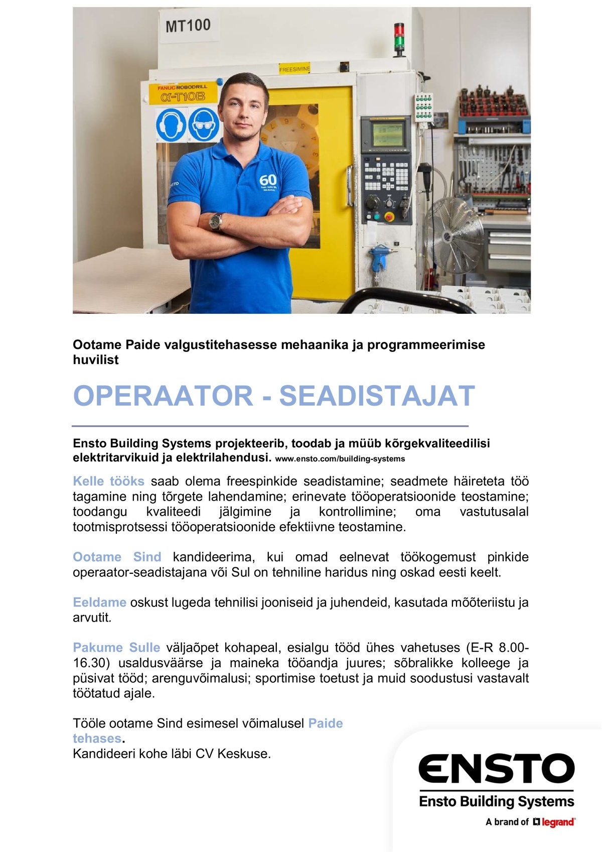 Ensto Building Systems OÜ Operaator-seadistaja