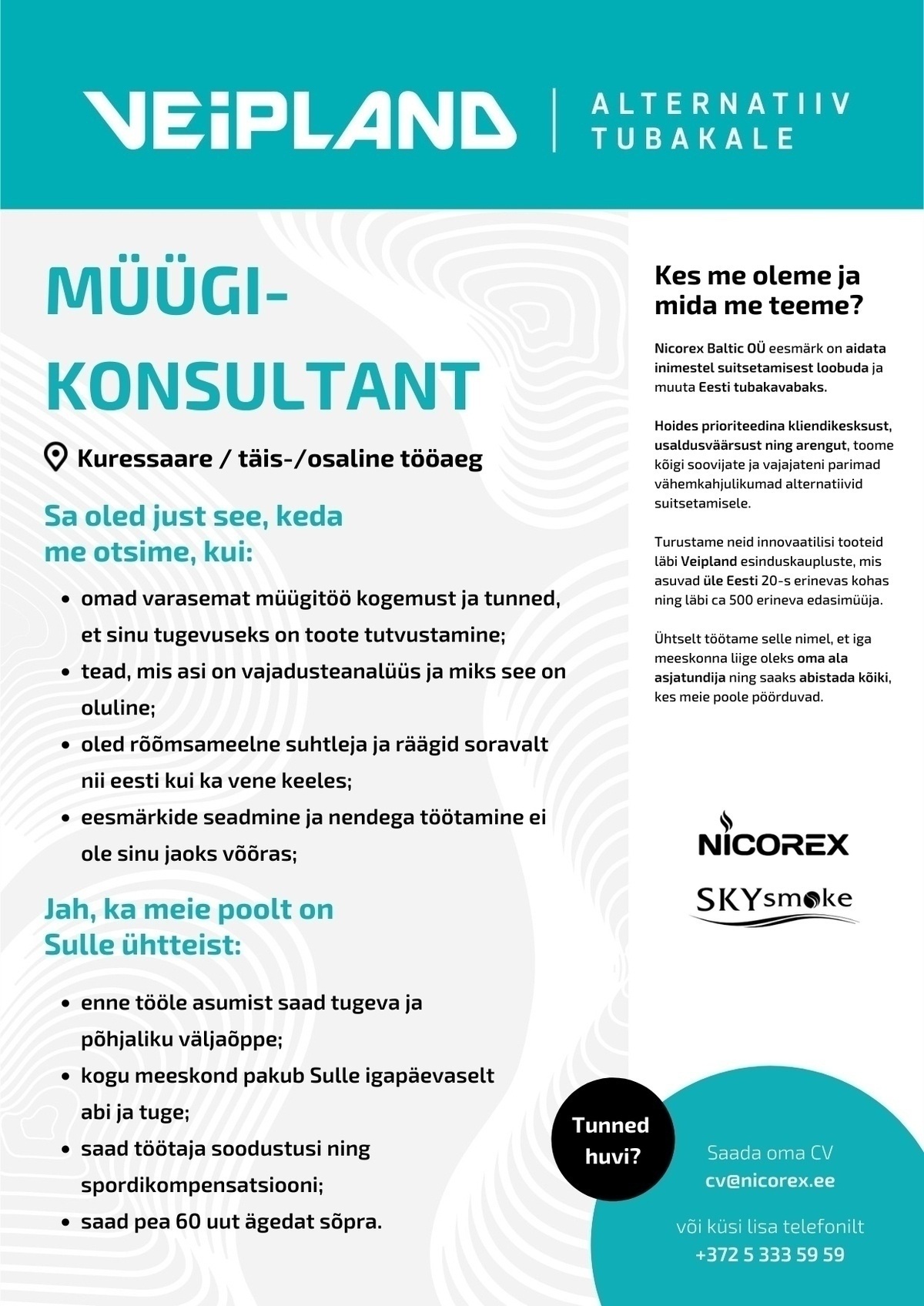 Nicorex Baltic OÜ Müügikonsultant