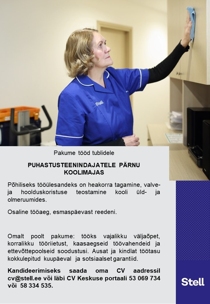 CVKeskus.ee klient Puhastusteenindaja Pärnu koolimajas