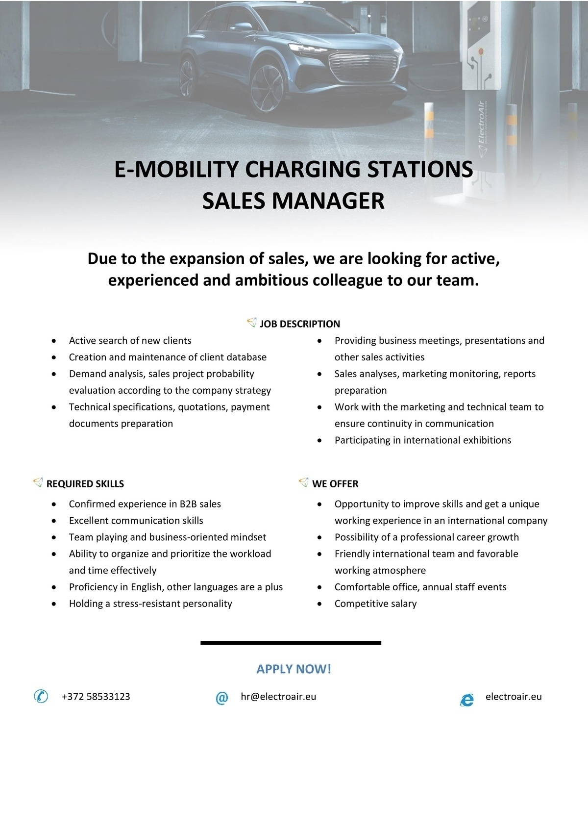 CVKeskus.ee client E-MOBILITY CHARGING STATIONS SALES MANAGER