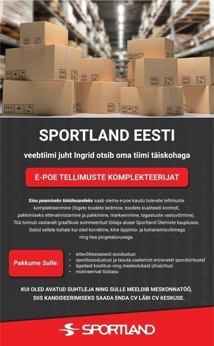 Sportland Eesti AS E-poe tellimuste komplekteerija