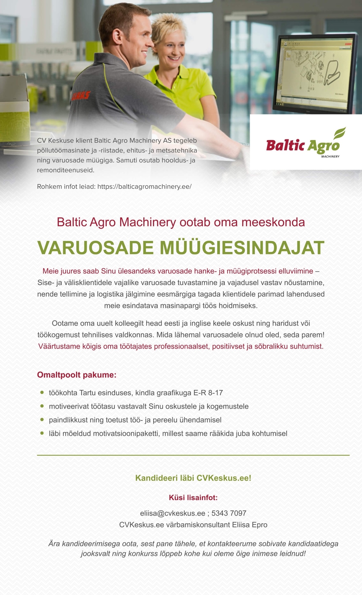 Baltic Agro Machinery AS  VARUOSADE MÜÜGIESINDAJA