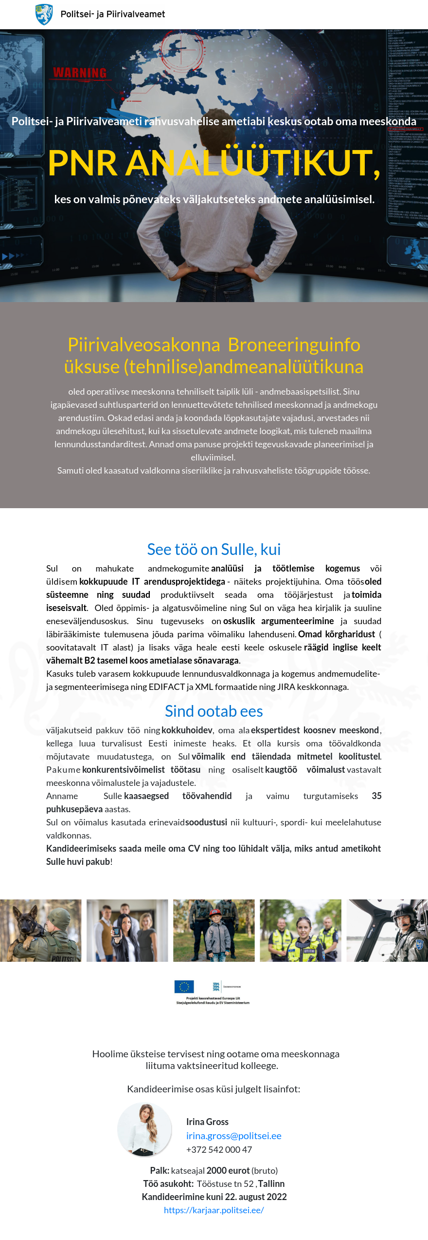 Politsei- ja Piirivalveamet PNR analüütik