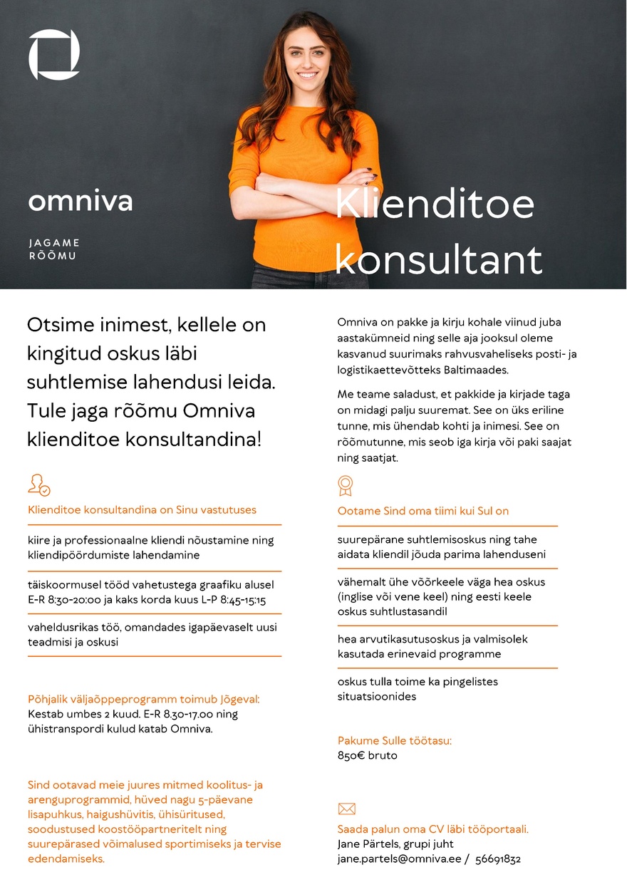 Omniva Klienditoe konsultant (Tartu)