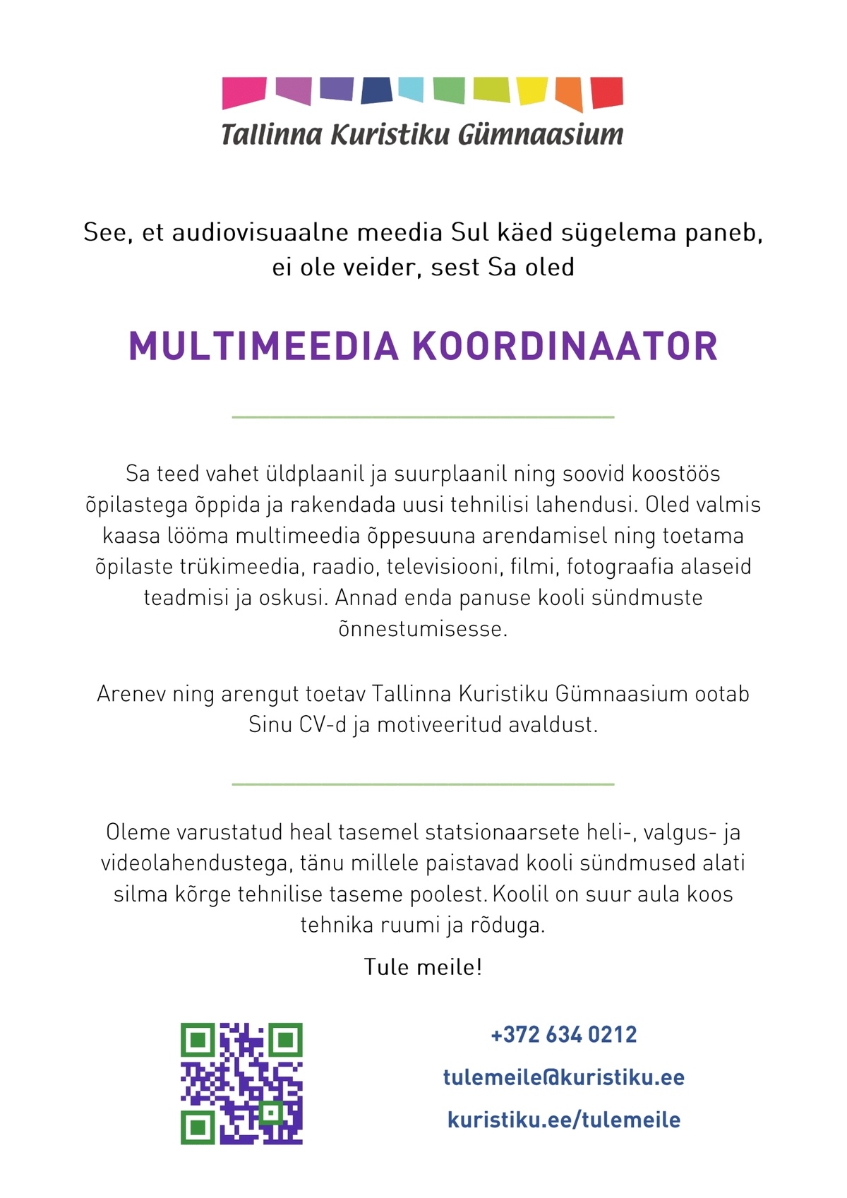 CVKeskus.ee klient Multimeedia õppesuuna koordinaator